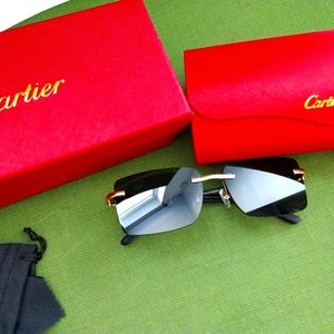 Cartier Sunglasses Men Rimless Wood with no visible scars or stretches.